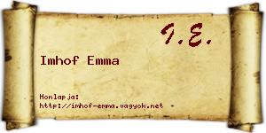 Imhof Emma névjegykártya
